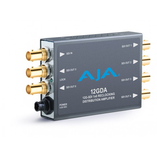 AJA 12GDA – 1x6 12G HD/SD SDI Reclocking Distribution Amplifier, 120M 12G cable equalization