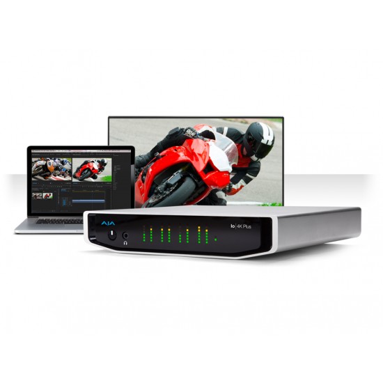 AJA Io 4K Plus – 12-bit 4K/UltraHD/HD I/O via Thunderbolt 3, with 12G-SDI and HDMI 2.0 I/O, AC adapter (Thunderbolt cable not included)