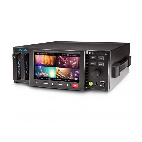 AJA Ki Pro Ultra Plus – Mutli-Channel HD recorder or 4K/UltraHD/2K/HD HFR file-based recorder/player with 3G-SDI/Fiber/HDMI 2.0 connectivity.