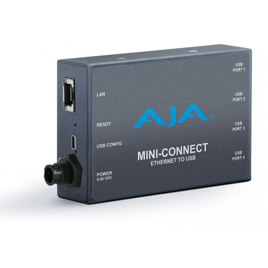 AJA MINI-CONNECT – Ethernet (RJ-45) to 4 USB, enables Ethernet control/status of ROI devices